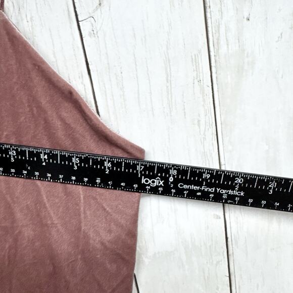 Bershka Blouse Women Size Medium Brown Velvet V-Neck Spaghetti Strap Tank Top - Picture 4 of 5